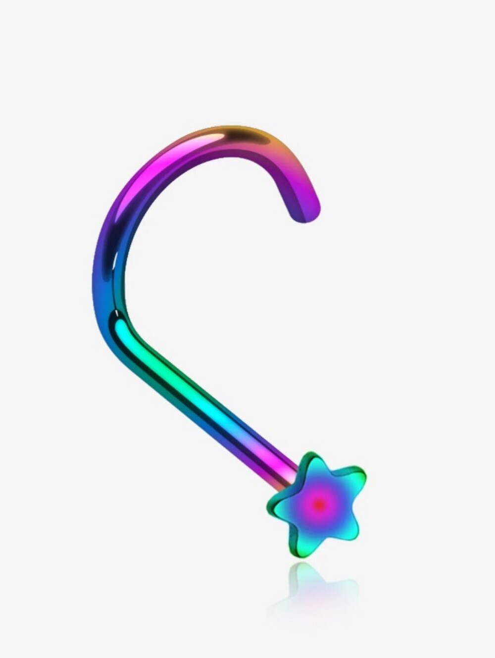 Iridescent Star Nose Screw Ring - Rainbow